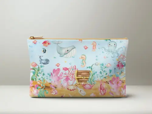 Necessaire Personalizada Fundo do Mar Aquarela