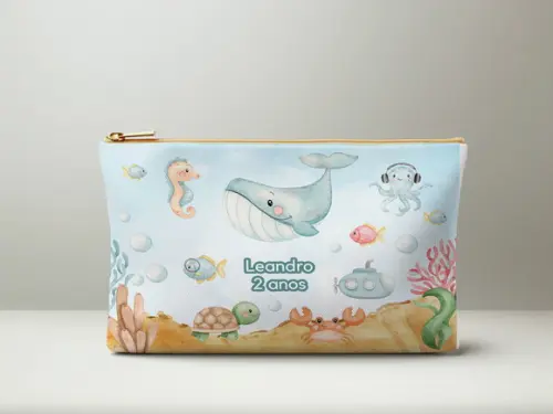 Necessaire Personalizada Fundo do Mar Azul