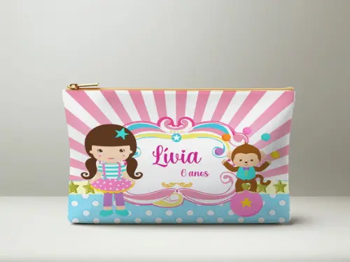 Necessaire Personalizada Circo Rosa Slim
