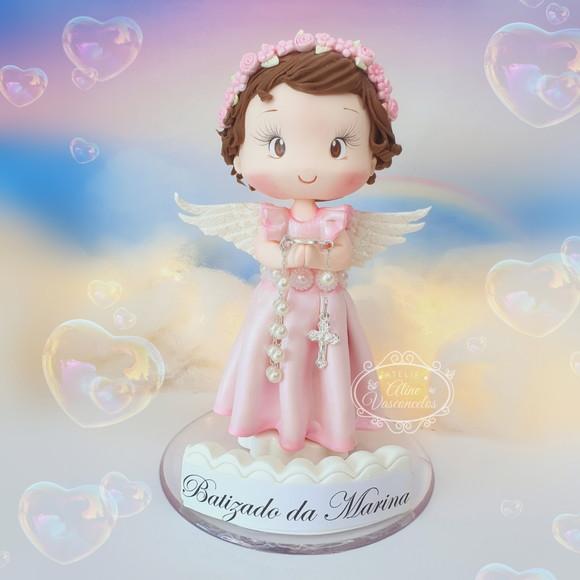 Anjinha Personalizada para Batizado em Biscuit