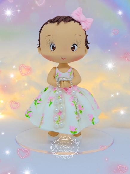 Bonequinha Personalizada para Batizado em Biscuit