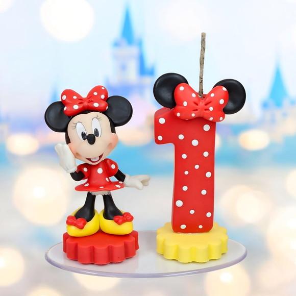 Mini Topo de Bolo Minnie Vermelha em Biscuit/ Vela Minnie