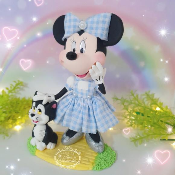 Peça Decorativa Minnie(mágico de Oz) c/ Gato Figaro Biscuit
