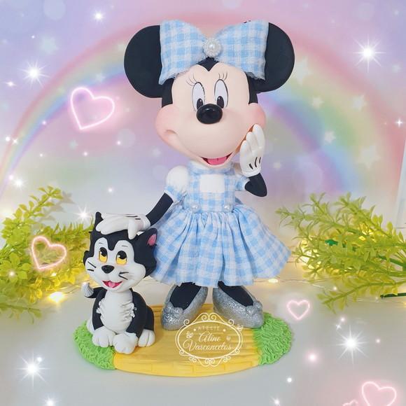 Peça Decorativa Minnie(mágico de Oz) c/ Gato Figaro Biscuit