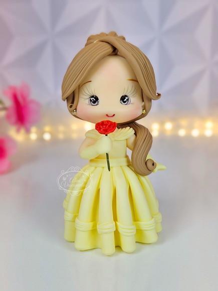 Princesa Bela (bela e a Fera) Estilo Cute em Biscuit