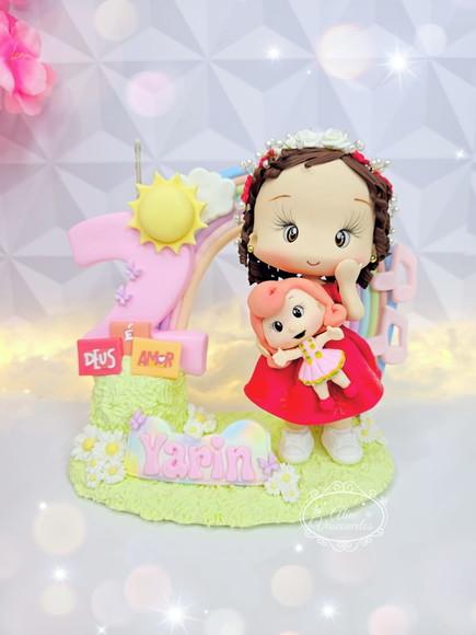Topo de Bolo 3 Palavrinhas Personalizado em Biscuit