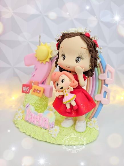 Topo de Bolo 3 Palavrinhas Personalizado em Biscuit