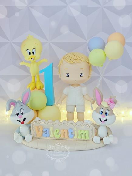 Topo de Bolo Baby Looney Tunes em Biscuit