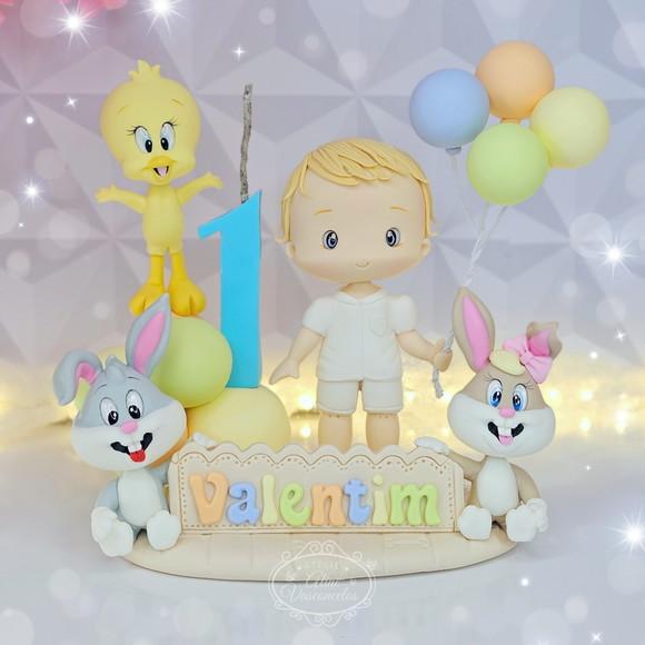 Topo de Bolo Baby Looney Tunes em Biscuit