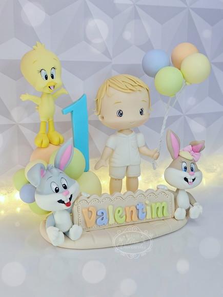 Topo de Bolo Baby Looney Tunes em Biscuit