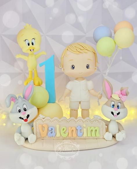 Topo de Bolo Baby Looney Tunes em Biscuit