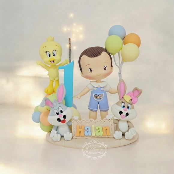 Topo de Bolo Baby Looney Tunes em Biscuit