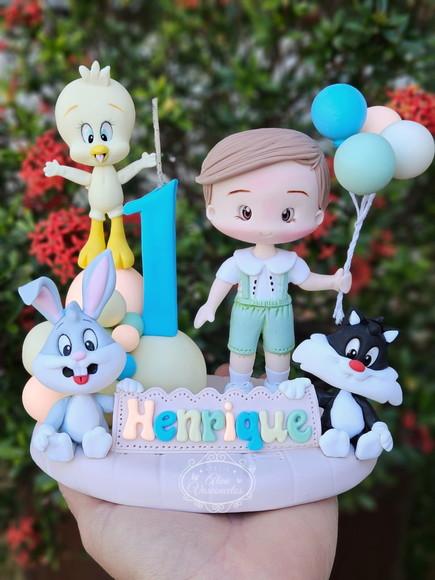 Topo de Bolo Baby Looney Tunes em Biscuit