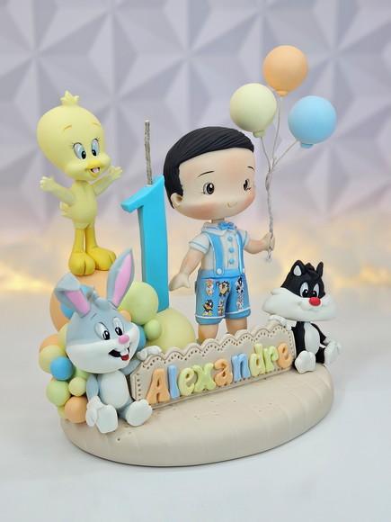 Topo de Bolo Baby Looney Tunes em Biscuit