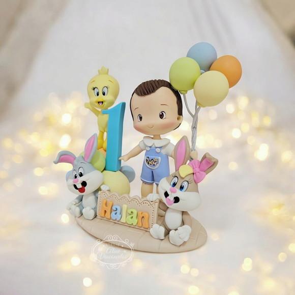 Topo de Bolo Baby Looney Tunes em Biscuit