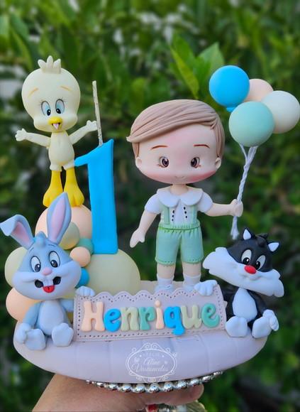 Topo de Bolo Baby Looney Tunes em Biscuit
