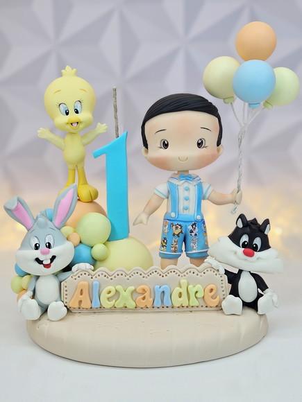 Topo de Bolo Baby Looney Tunes em Biscuit