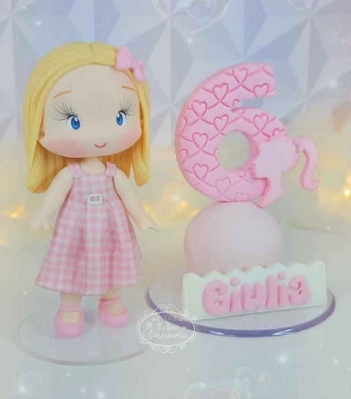 Topo de Bolo Barbie Personalizada em Biscuit
