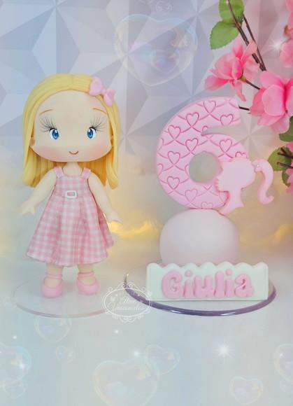 Topo de Bolo Barbie Personalizada em Biscuit