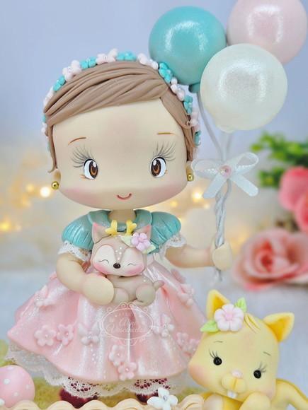 Topo de Bolo Bosque Encantado Personalizado em Biscuit
