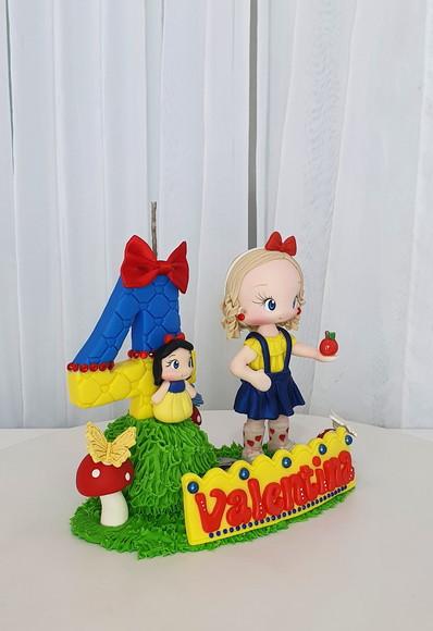 Topo de Bolo Branca de Neve Personalizada em Biscuit