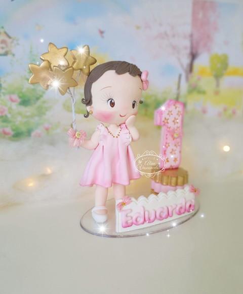 Topo de Bolo Brilha Brilha Estrelinha em Biscuit