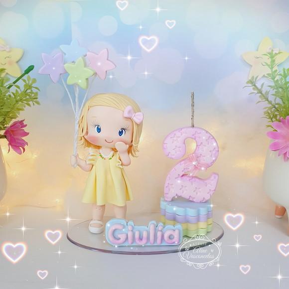 Topo de Bolo Brilha Brilha Estrelinha em Biscuit