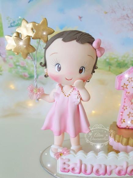 Topo de Bolo Brilha Brilha Estrelinha em Biscuit