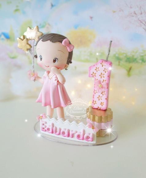 Topo de Bolo Brilha Brilha Estrelinha em Biscuit