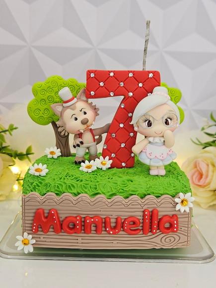 Topo de Bolo Chapeuzinho Vermelho Personalizada em Biscuit