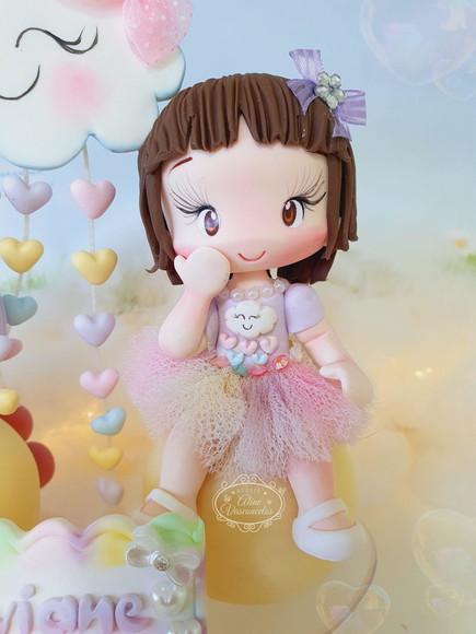 Topo de Bolo Chuva de Amor Personalizado em Biscuit