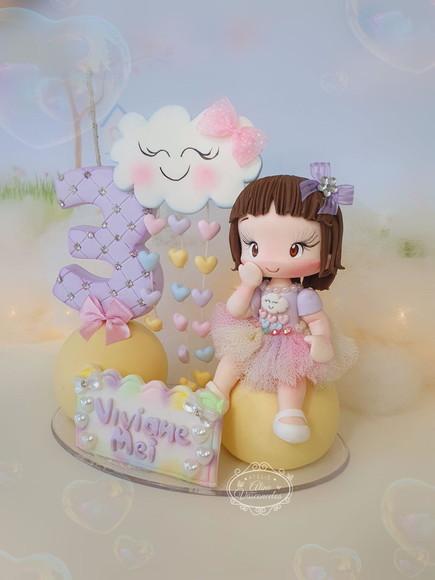 Topo de Bolo Chuva de Amor Personalizado em Biscuit
