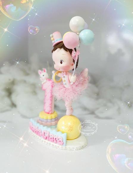 Topo de Bolo Circo Rosa (equilibrista) Personalizado Biscuit