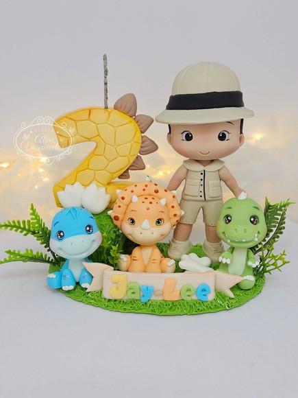 Topo de Bolo Dinossauro Baby em Biscuit