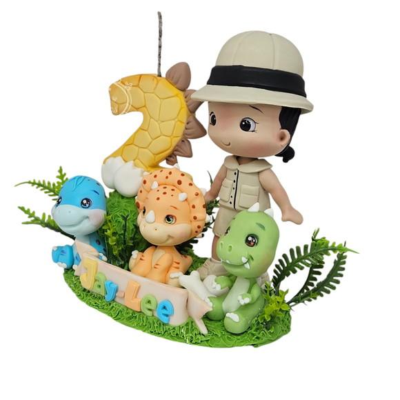 Topo de Bolo Dinossauro Baby em Biscuit