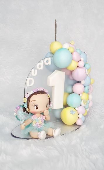 Topo de Bolo Fada Personalizada em Biscuit