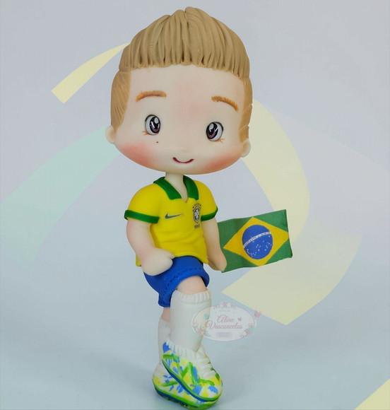 Topo de Bolo Futebol Copa do Mundo Personalizado em Biscuit