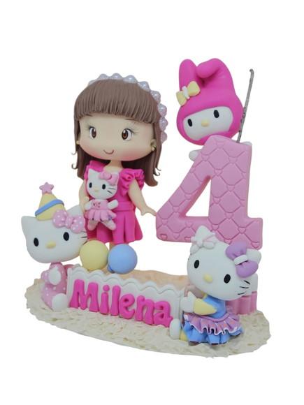 Topo de Bolo Hello Kitty Personalizado em Biscuit