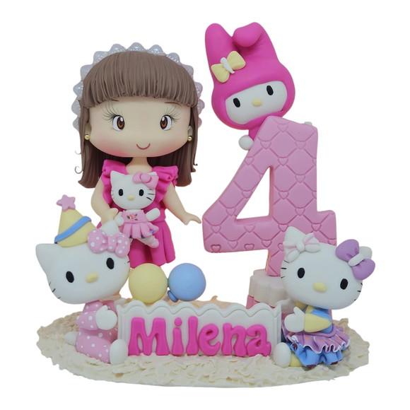 Topo de Bolo Hello Kitty Personalizado em Biscuit