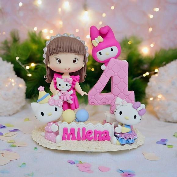 Topo de Bolo Hello Kitty Personalizado em Biscuit