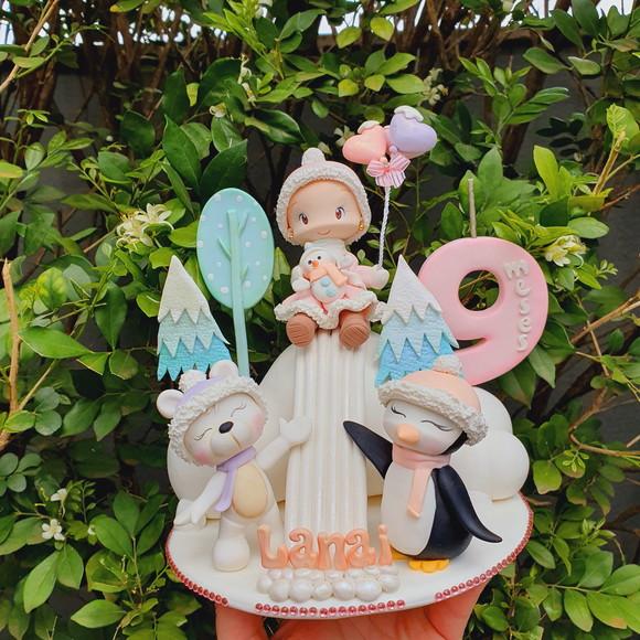 Topo de Bolo Inverno Personalizado em Biscuit