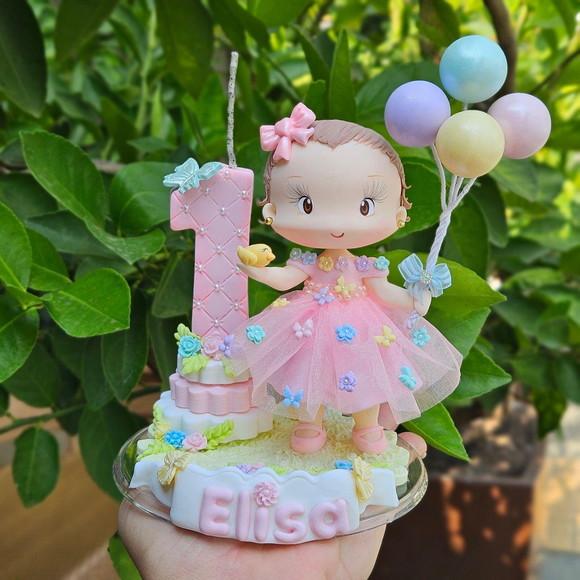 Topo de Bolo Jardim Encantado em Biscuit