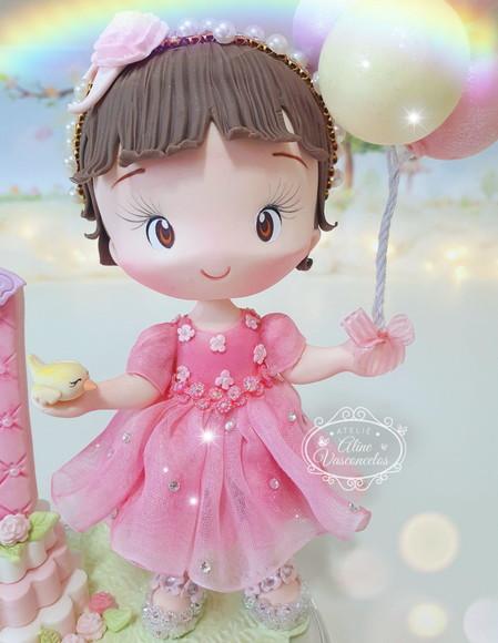 Topo de Bolo Jardim Personalizado em Biscuit