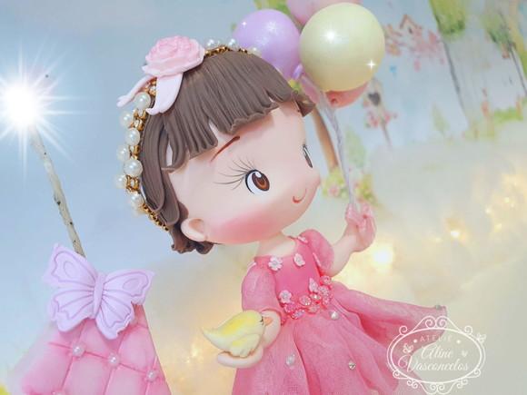 Topo de Bolo Jardim Personalizado em Biscuit