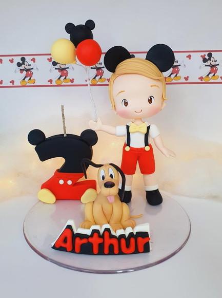 Topo de Bolo Mickey em Biscuit