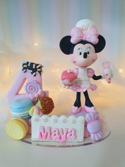 Topo de Bolo Minnie Confeiteira em Biscuit