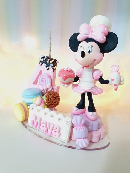 Topo de Bolo Minnie Confeiteira em Biscuit