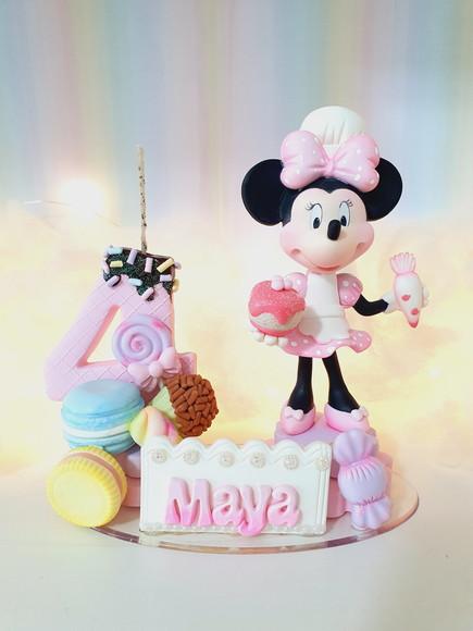 Topo de Bolo Minnie Confeiteira em Biscuit