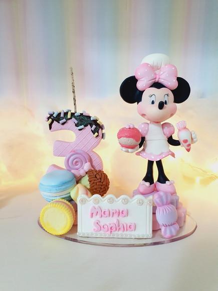 Topo de Bolo Minnie Confeiteira em Biscuit