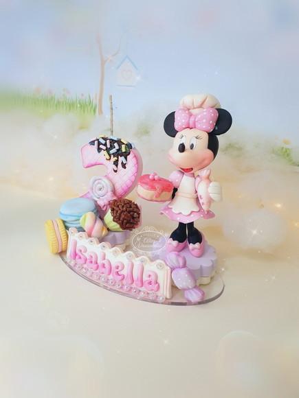 Topo de Bolo Minnie Confeiteira em Biscuit
